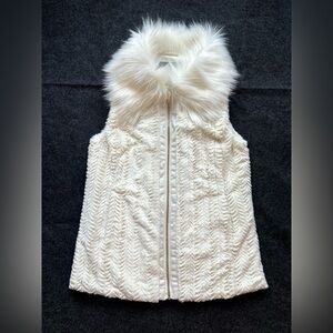 Marc New York Andrew Marc Collar Faux Fur‎ Zip Vest Ivory Plush Soft Women’s XS